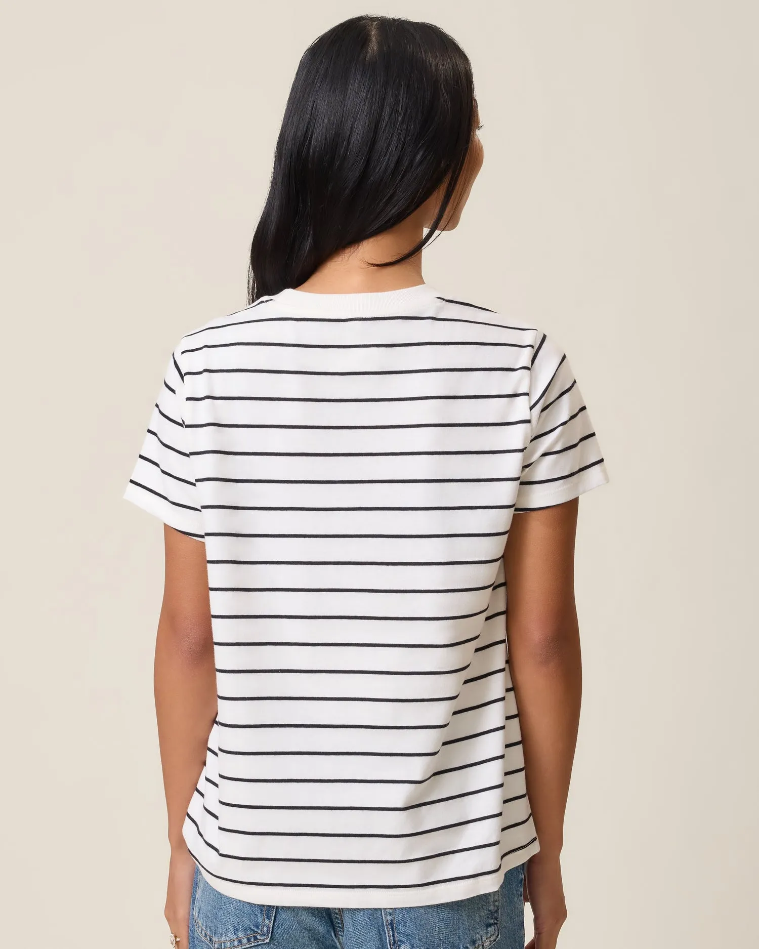 Classic Cotton Nursing T-shirt | White & Black Stripe sold by Storq product image thumbnail 5