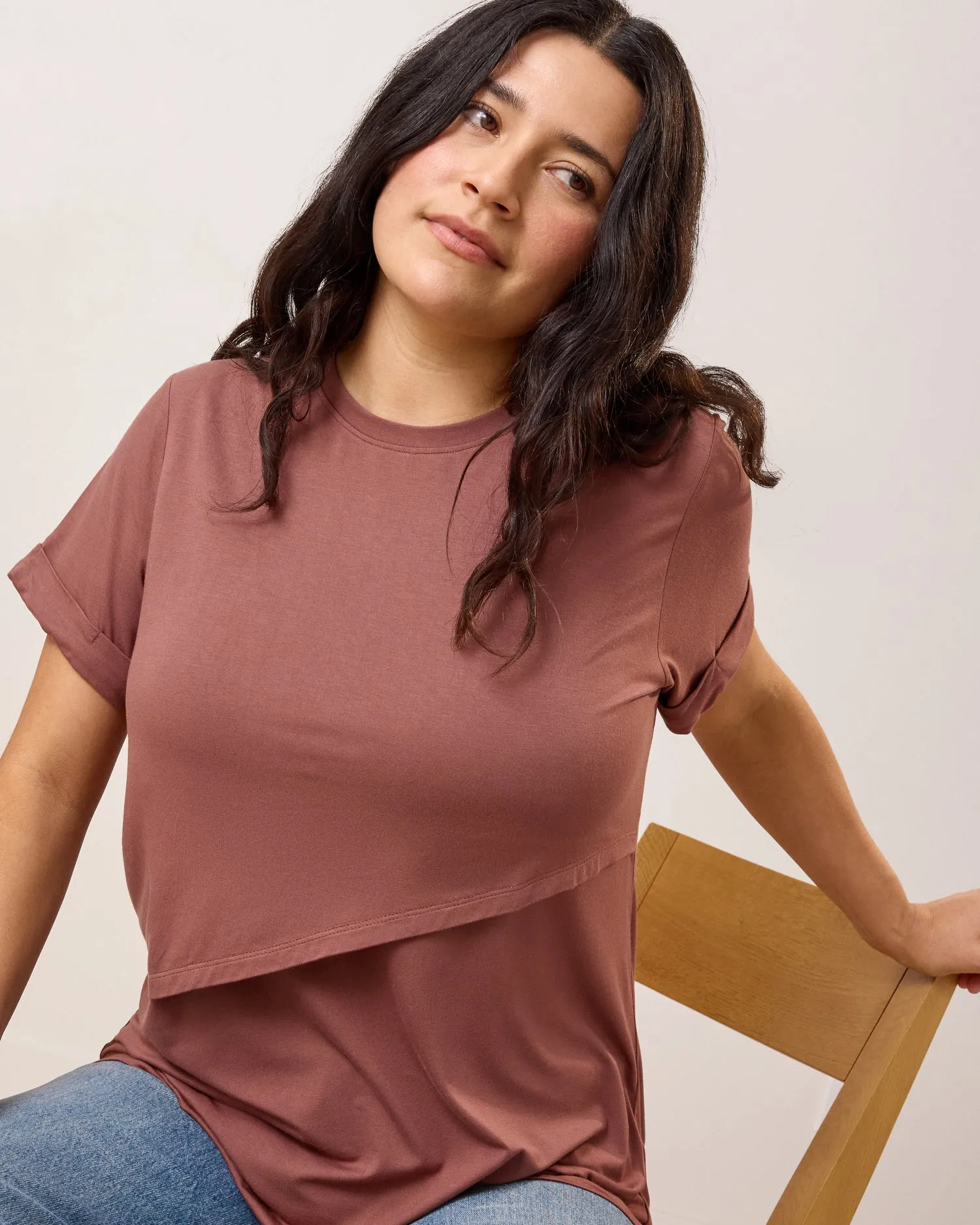 Asymmetrical Nursing T-shirt | Redwood sold by Storq product image thumbnail 5