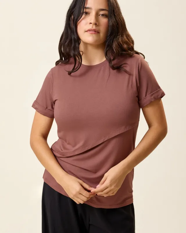 Asymmetrical Nursing T-shirt | Redwood made by Kindred Bravely
