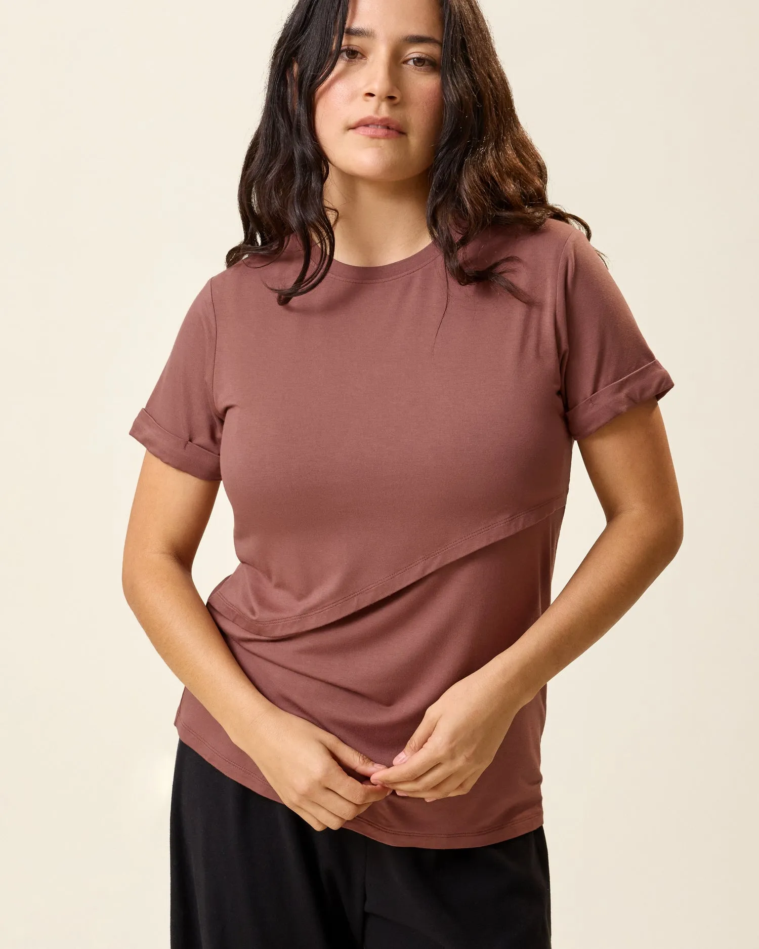 Asymmetrical Nursing T-shirt | Redwood sold by Storq