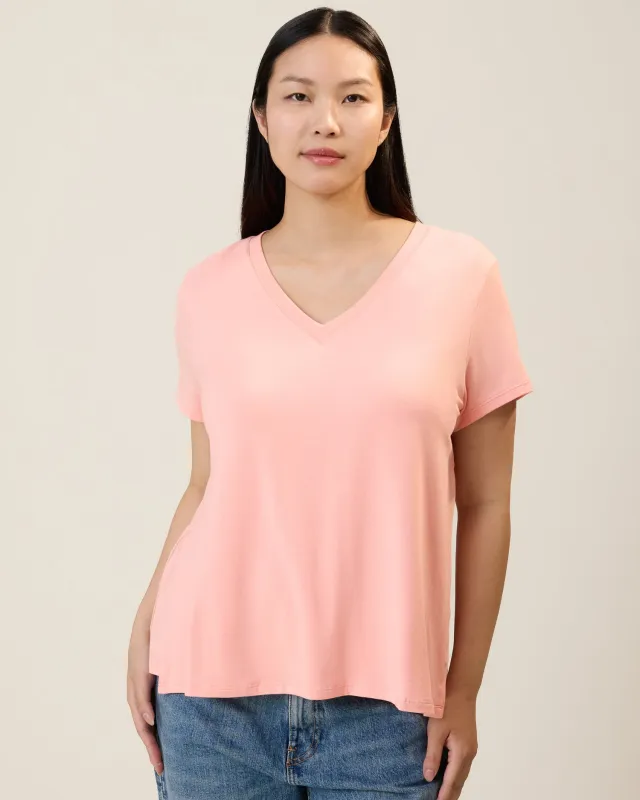 Modal V-neck Nursing T-shirt | Sunset Pink made by Kindred Bravely
