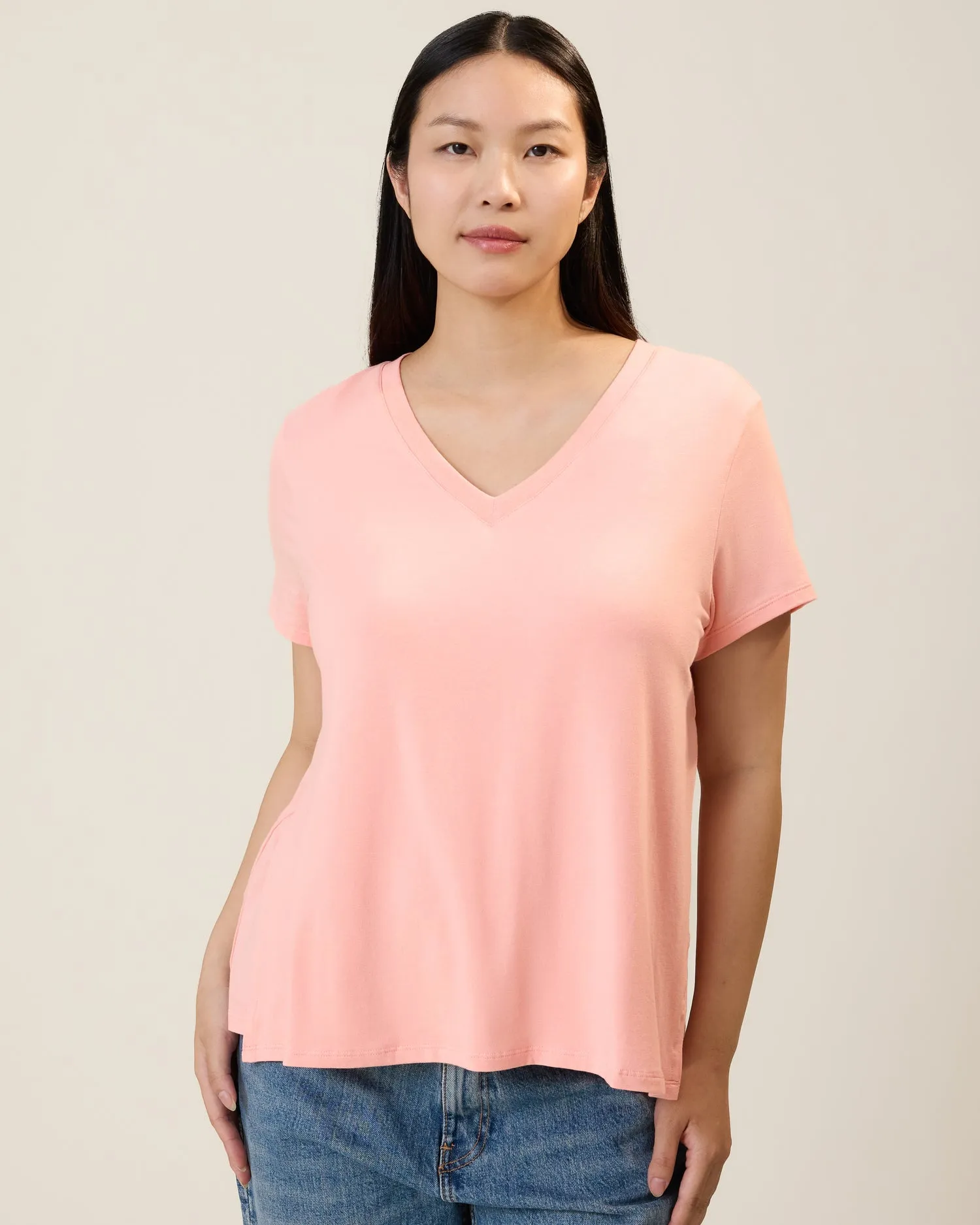 Modal V-neck Nursing T-shirt | Sunset Pink sold by Storq