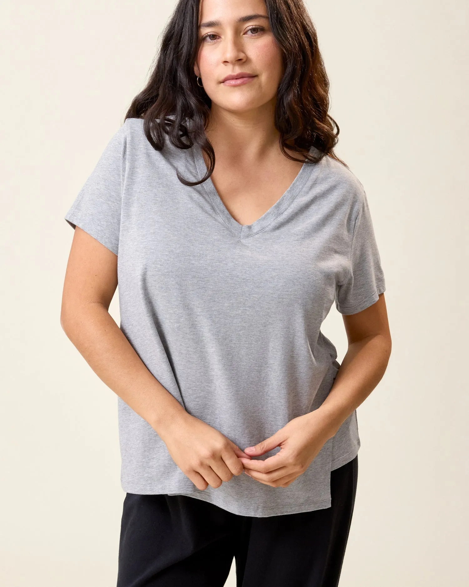 Modal V-neck Nursing T-shirt | Grey Heather sold by Storq