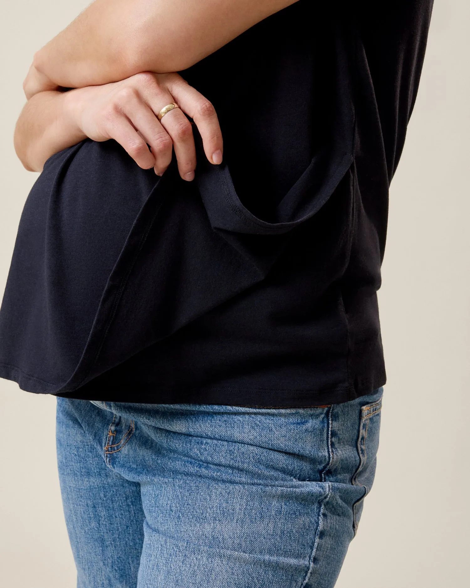 Modal V-neck Nursing T-shirt | Black sold by Storq product image thumbnail 2