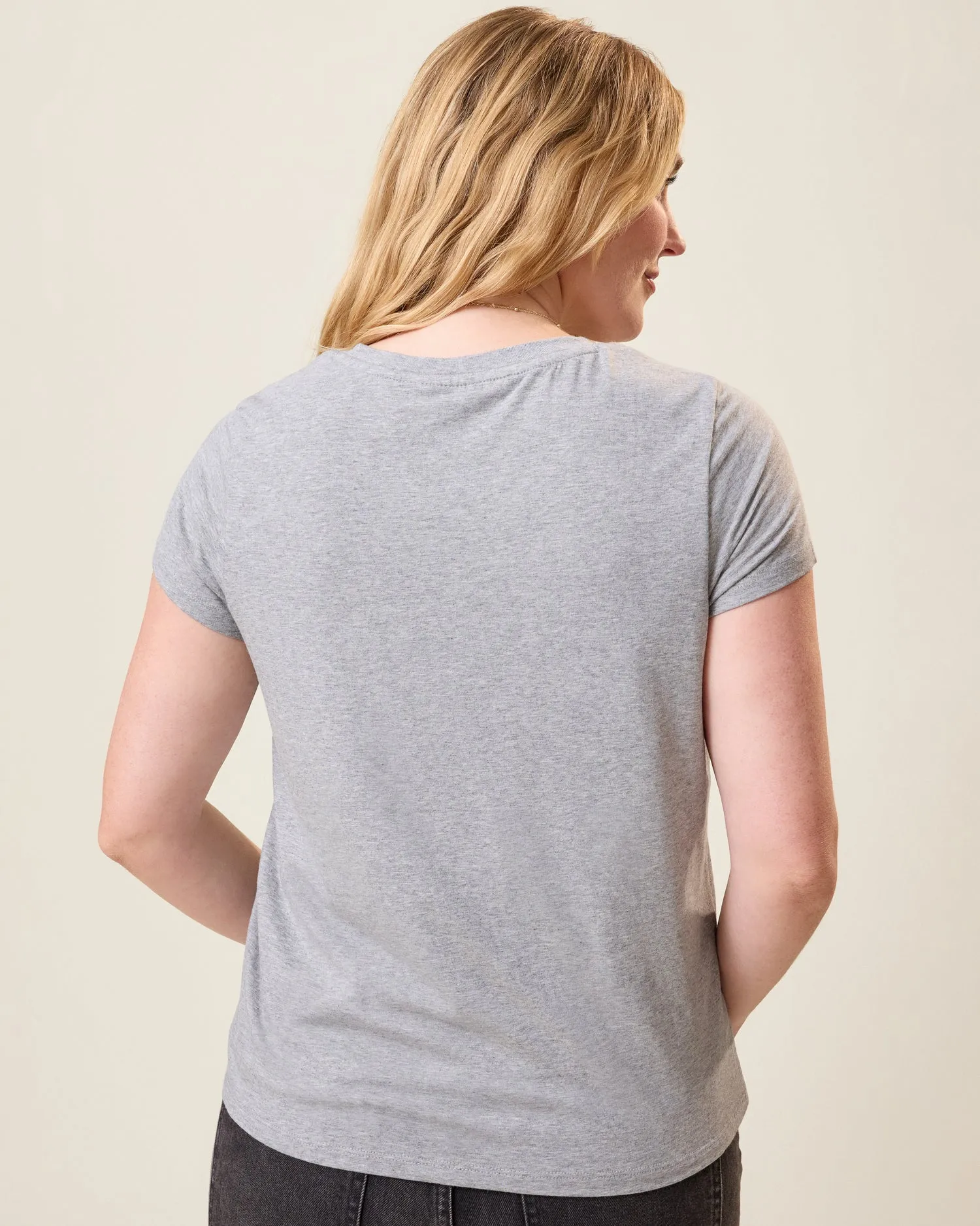Modal Crew Neck Nursing T-shirt | Grey Heather sold by Storq product image thumbnail 5