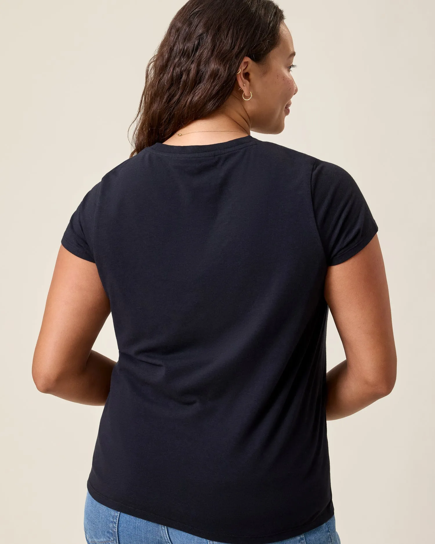 Modal Crew Neck Nursing T-shirt | Black sold by Storq product image thumbnail 4
