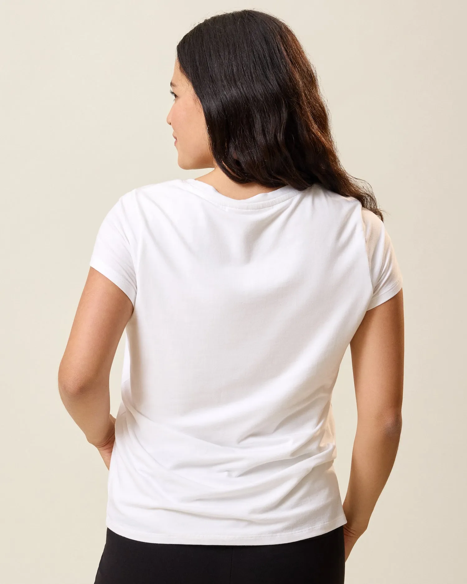 Modal Crew Neck Nursing T-shirt | White sold by Storq product image thumbnail 4