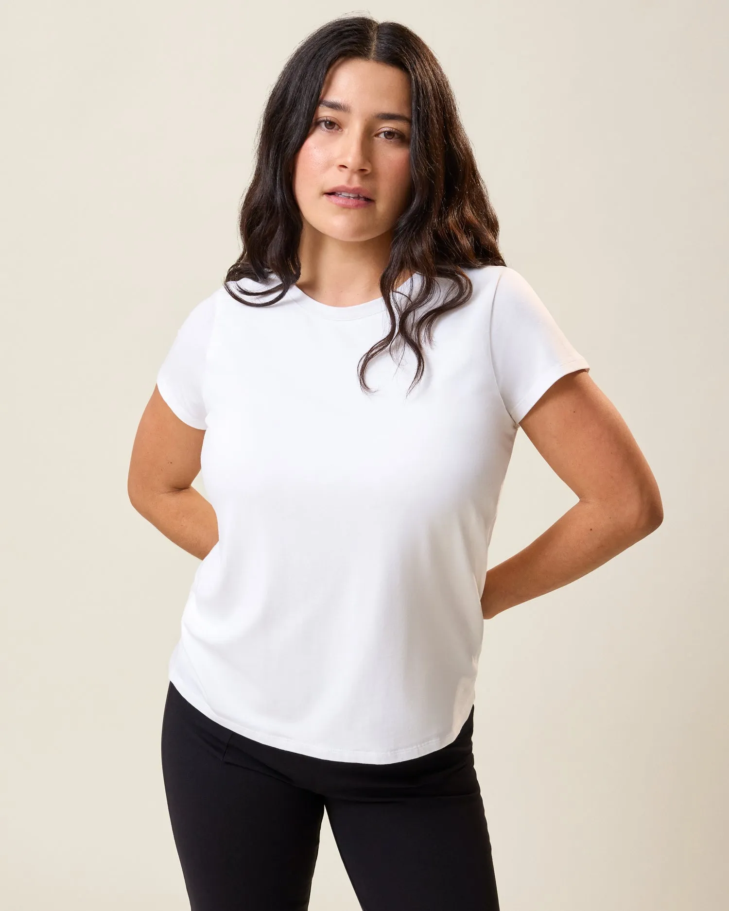 Modal Crew Neck Nursing T-shirt | White sold by Storq