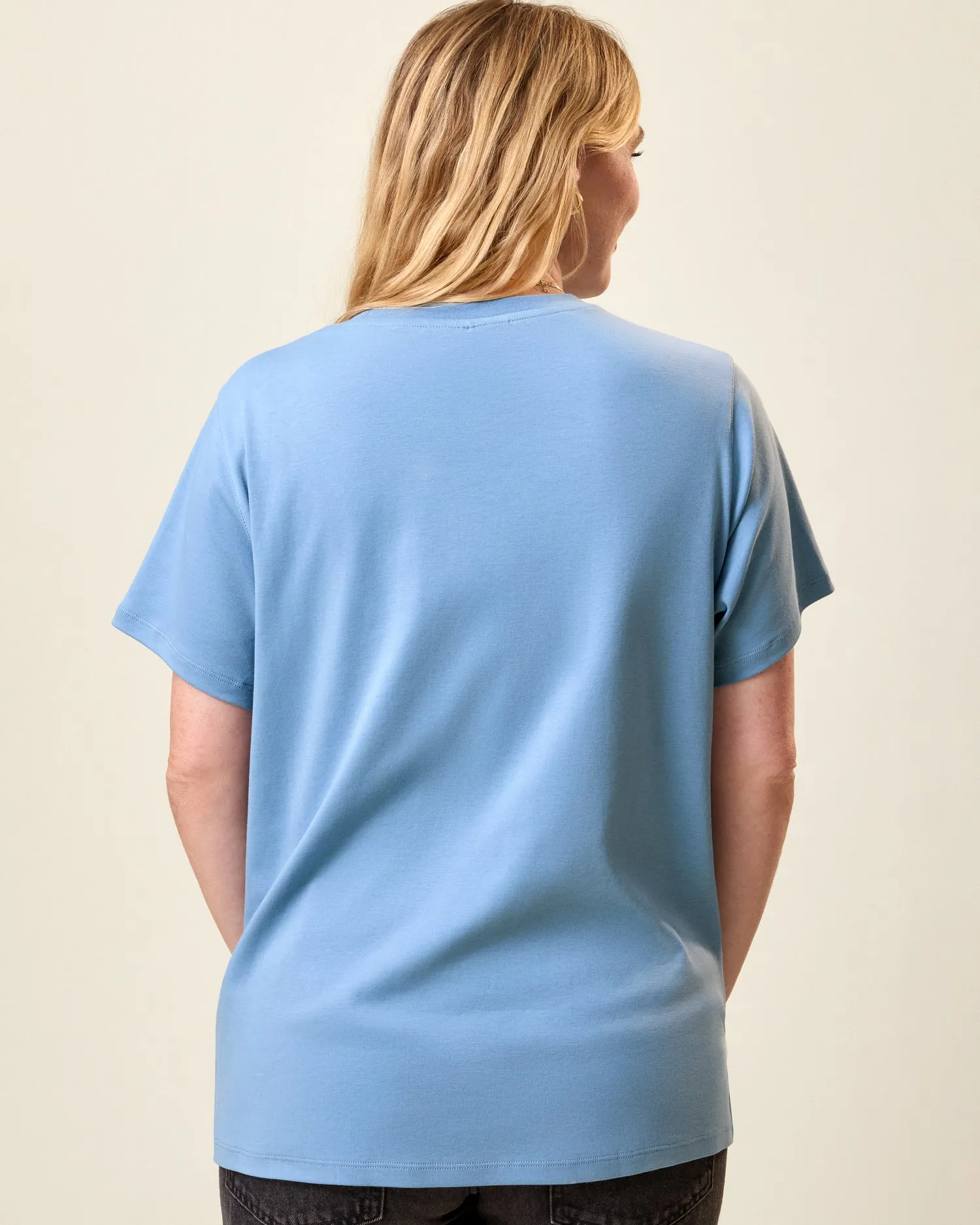 Pima Cotton Side Zip Maternity & Nursing T-shirt | Vintage Blue sold by Storq product image thumbnail 5
