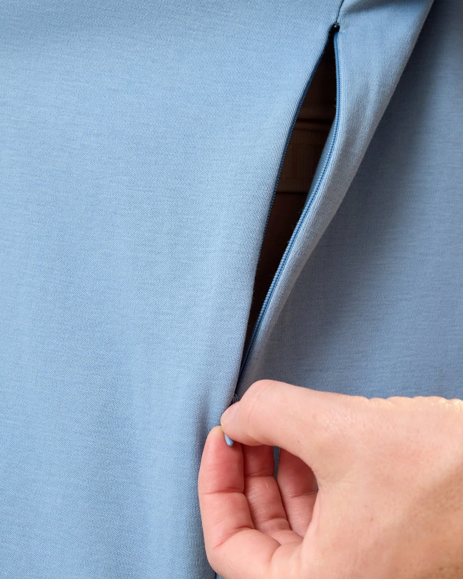 Pima Cotton Side Zip Maternity & Nursing T-shirt | Vintage Blue sold by Storq product image thumbnail 4