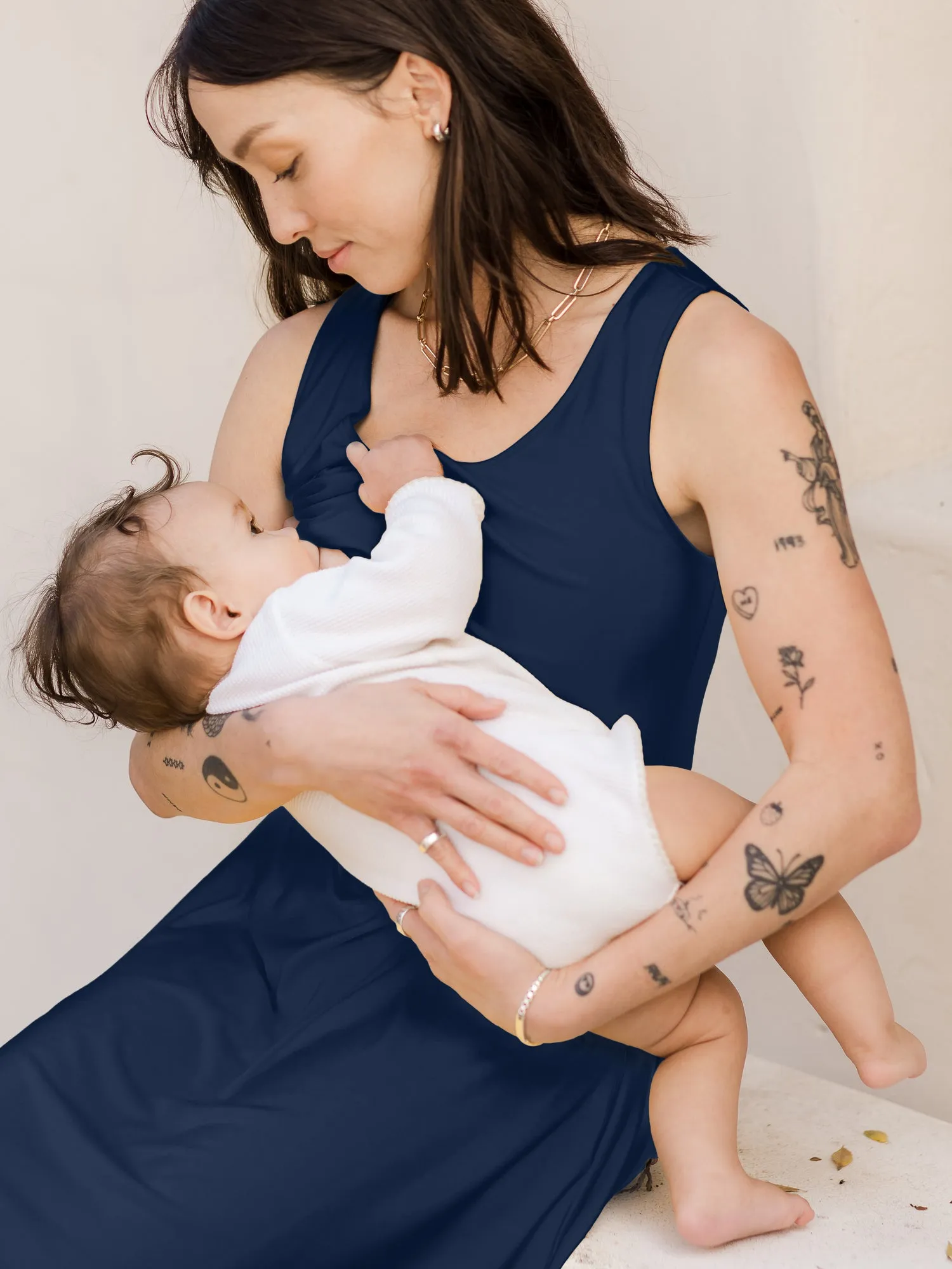 Penelope Crossover Nursing Dress | Navy sold by Storq product image thumbnail 2