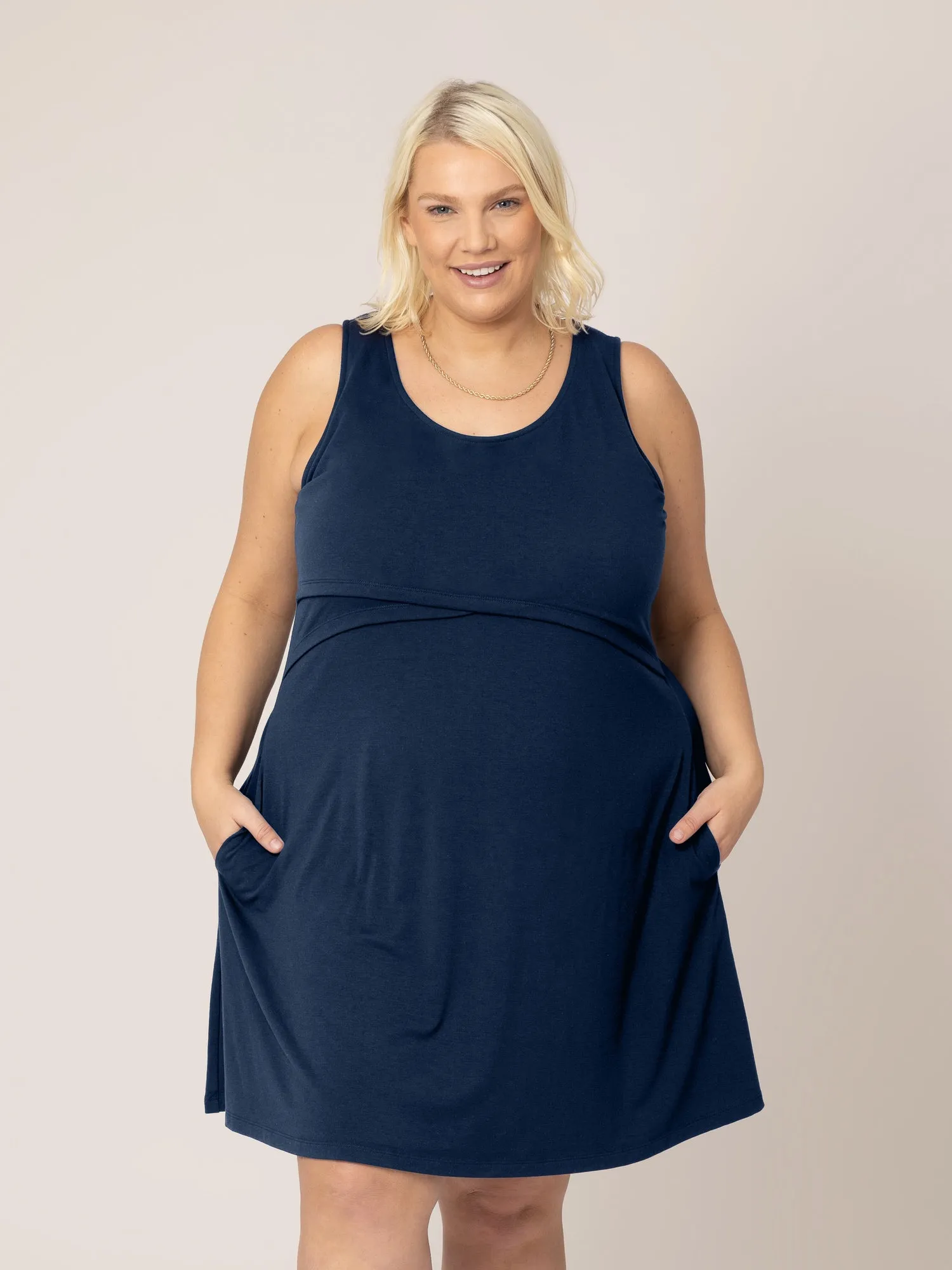 Penelope Crossover Nursing Dress | Navy sold by Storq product image thumbnail 3