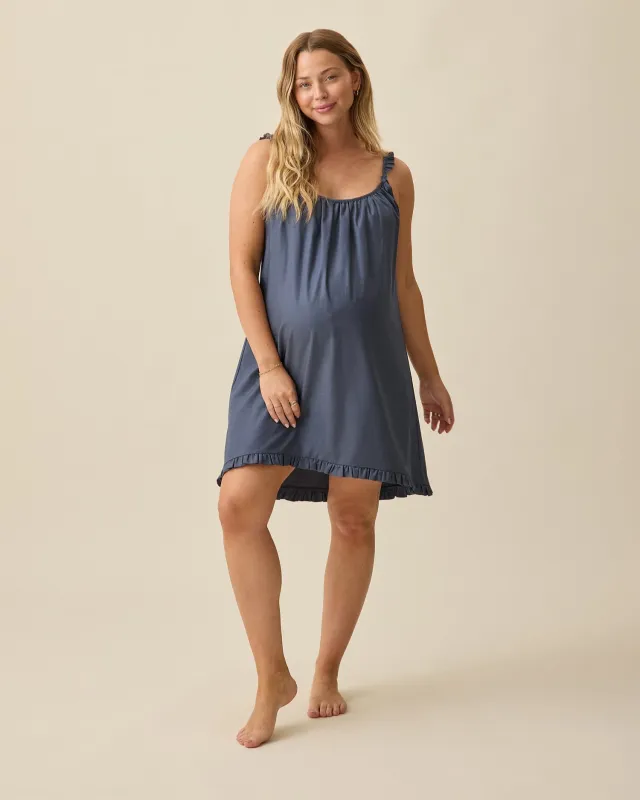 Dreamy Cotton Maternity & Nursing Nightgown | Midnight Blue made by Kindred Bravely