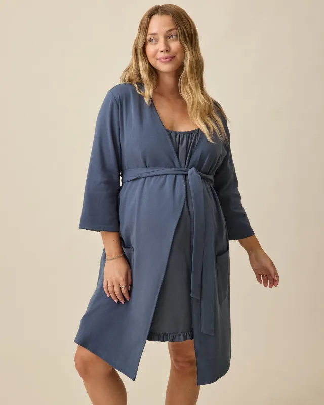 Cotton Bamboo Robe | Midnight Blue made by Kindred Bravely
