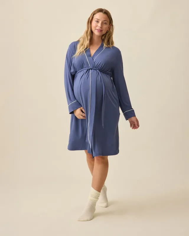 Clea Bamboo Robe | Slate Blue made by Kindred Bravely