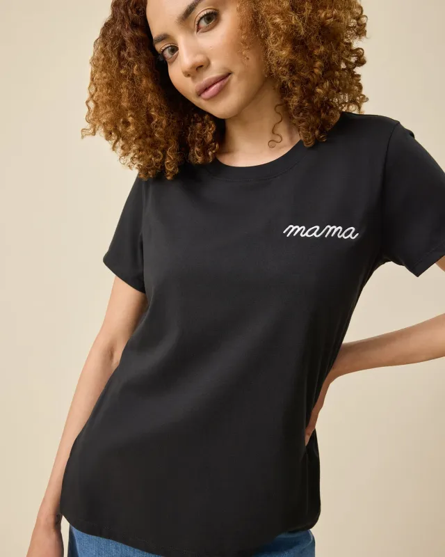 Classic Cotton Nursing T-shirt | Black - Embroidered made by Kindred Bravely