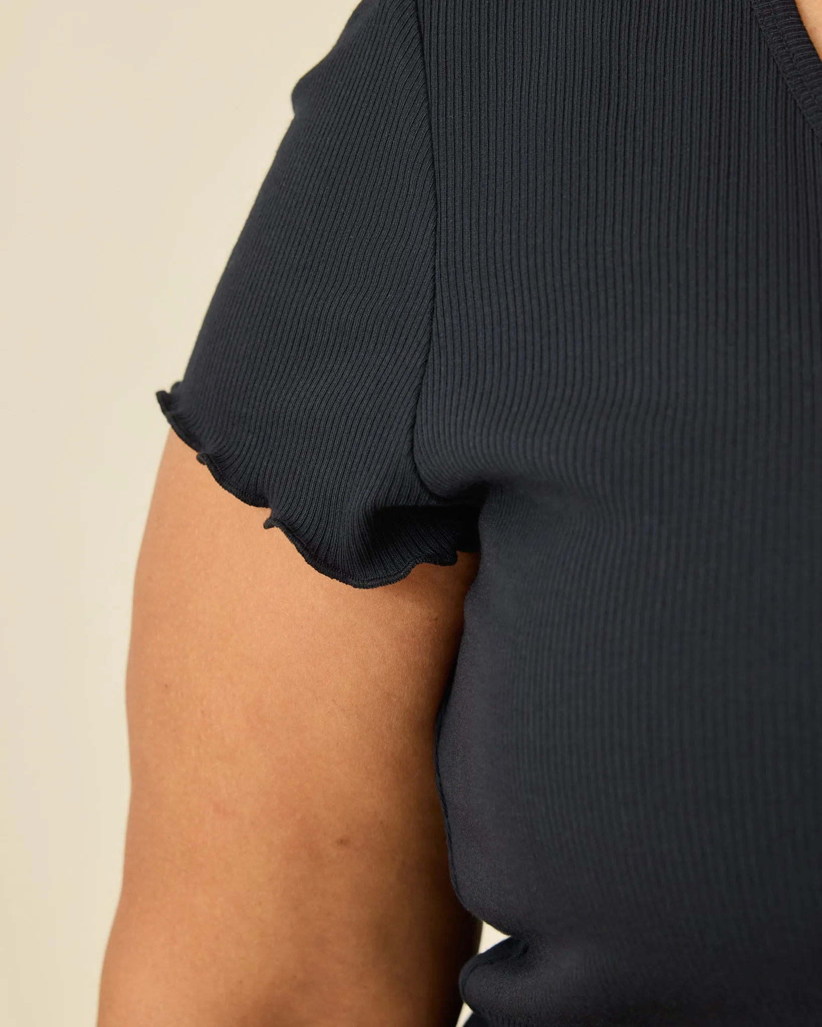 Ribbed Modal Notched Nursing T-shirt | Black sold by Storq product image thumbnail 4