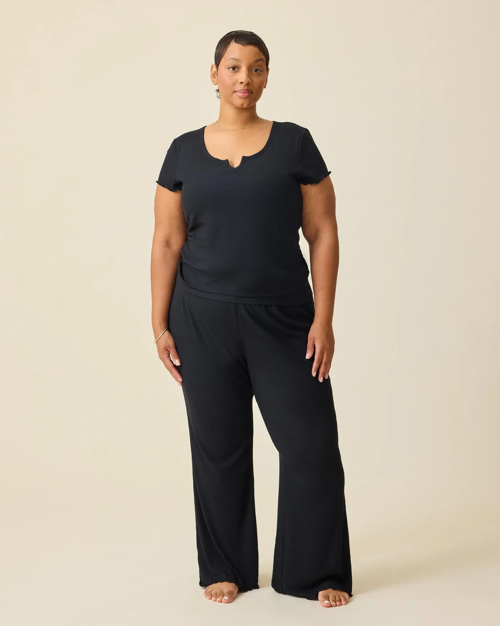 Ribbed Modal Notched Nursing T-shirt | Black sold by Storq product image thumbnail 5