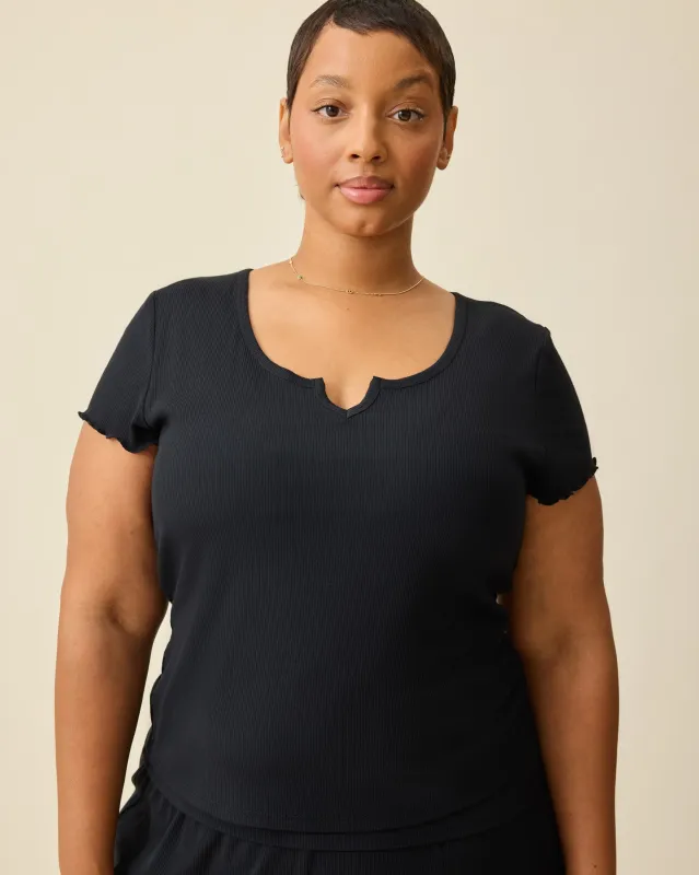 Ribbed Modal Notched Nursing T-shirt | Black made by Kindred Bravely