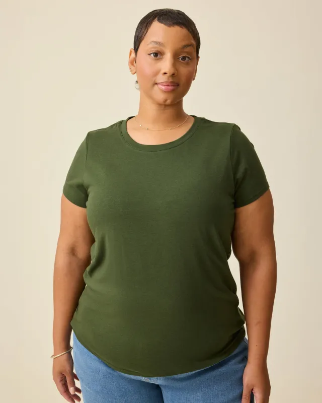Modal Crew Neck Nursing T-shirt | Deep Olive made by Kindred Bravely