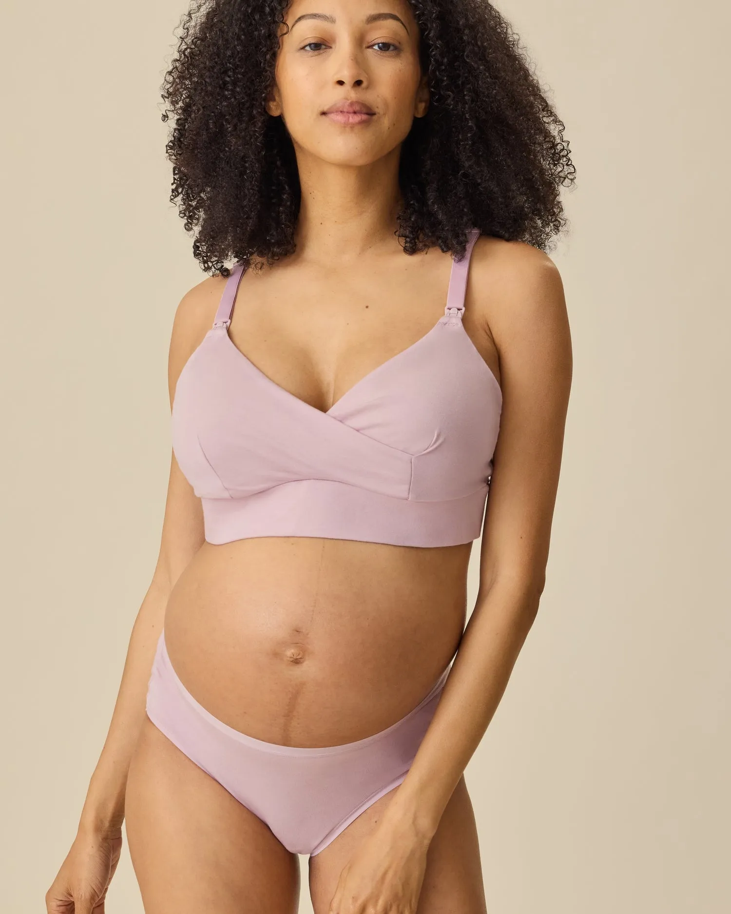 SoftStretch Cotton Maternity & Postpartum Hipster | Lilac Mist sold by Storq product image thumbnail 2