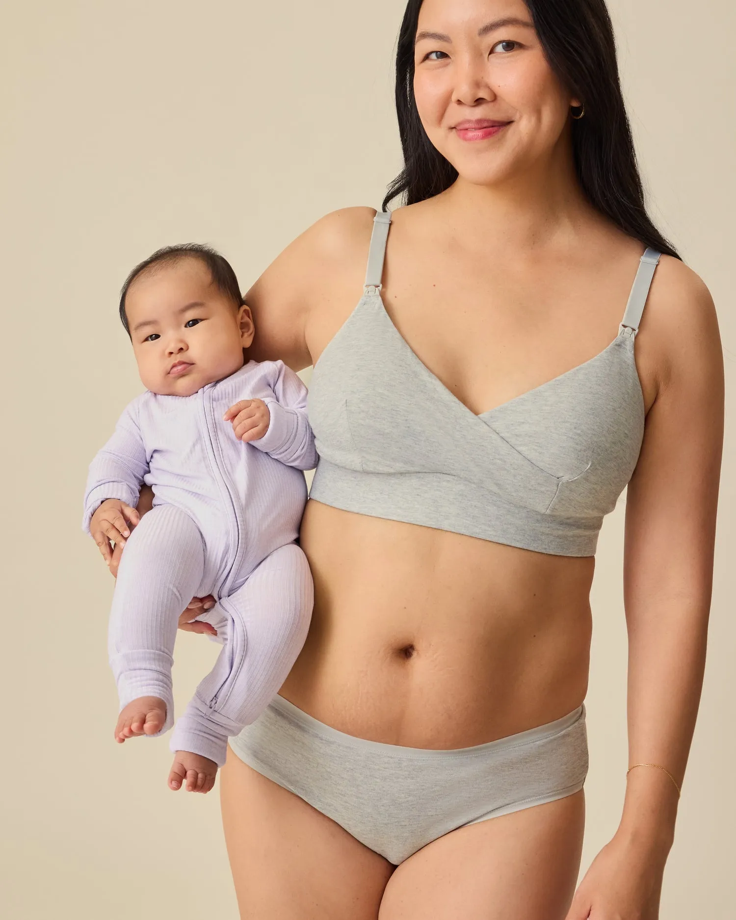 SoftStretch Cotton Maternity & Postpartum Hipster | Grey Heather sold by Storq product image thumbnail 2