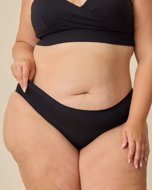 SoftStretch Cotton Maternity & Postpartum Hipster | Black made by Kindred Bravely