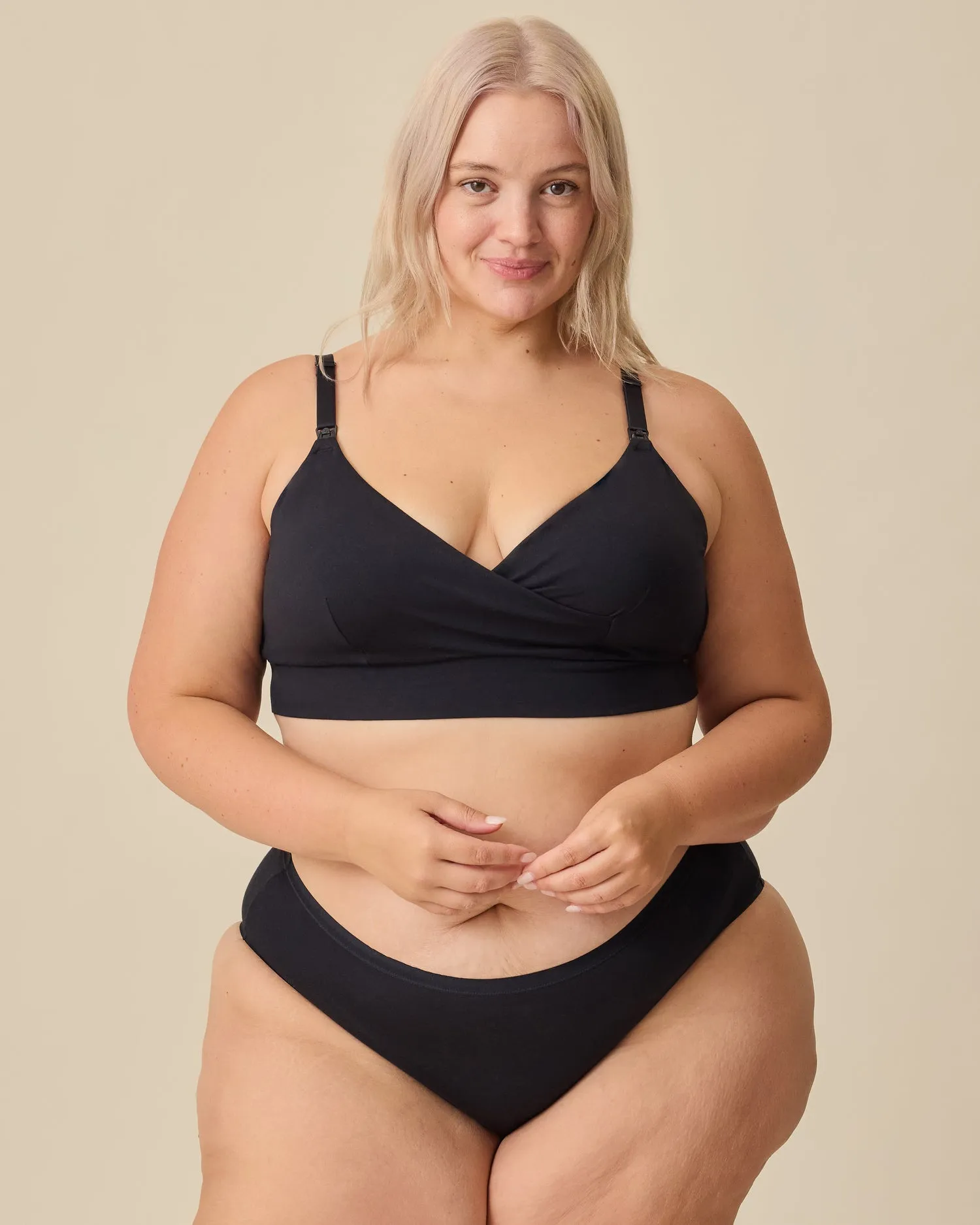 SoftStretch Cotton Maternity & Postpartum Hipster | Black sold by Storq product image thumbnail 2