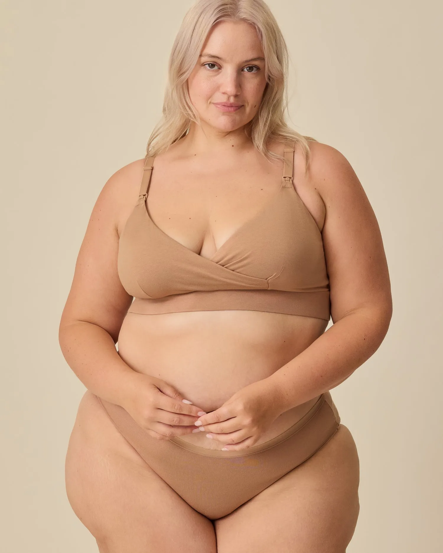 SoftStretch Cotton Maternity & Postpartum Hipster | Buff sold by Storq product image thumbnail 2
