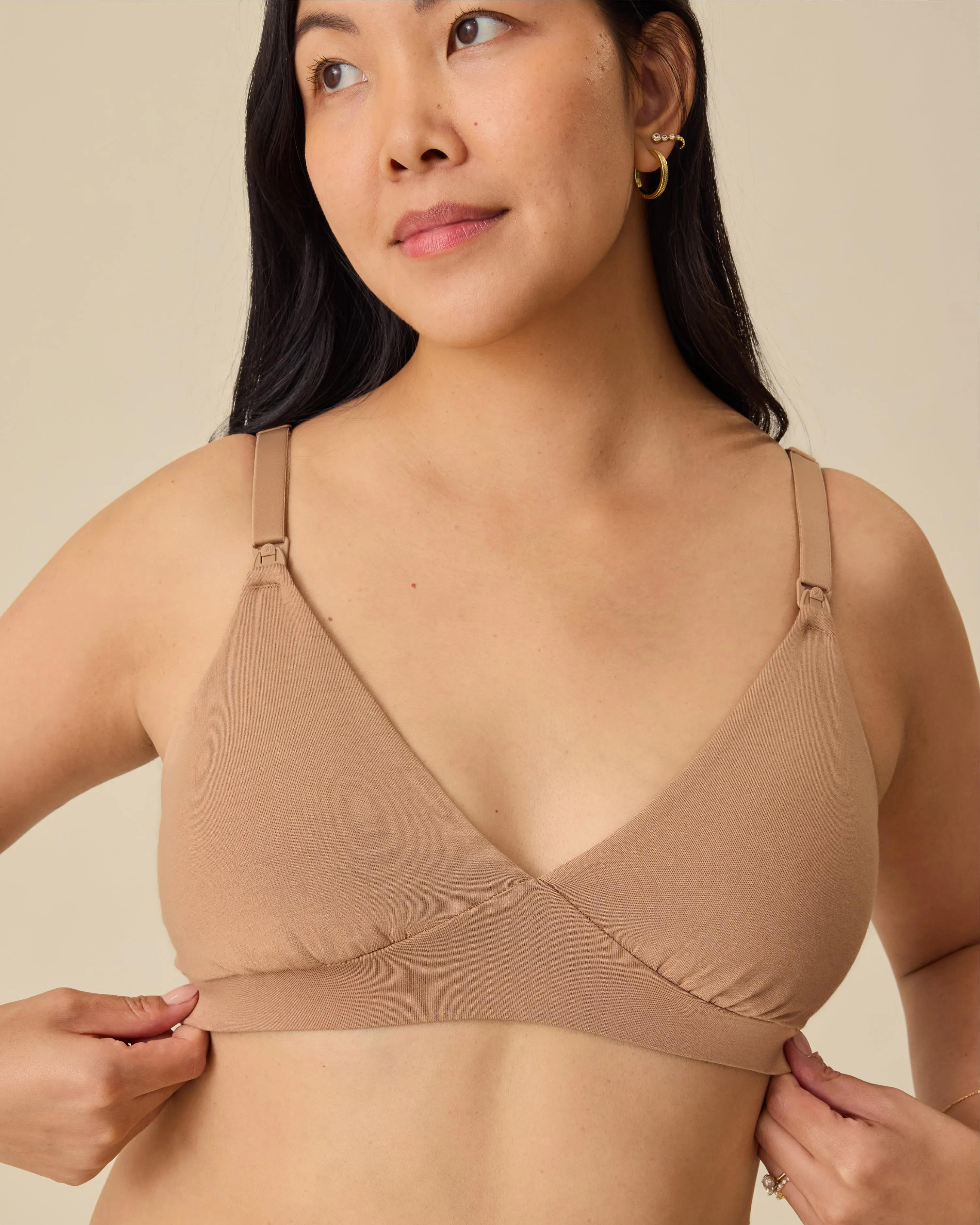 SoftStretch Cotton Maternity & Nursing Bralette | Buff sold by Storq product image thumbnail 3