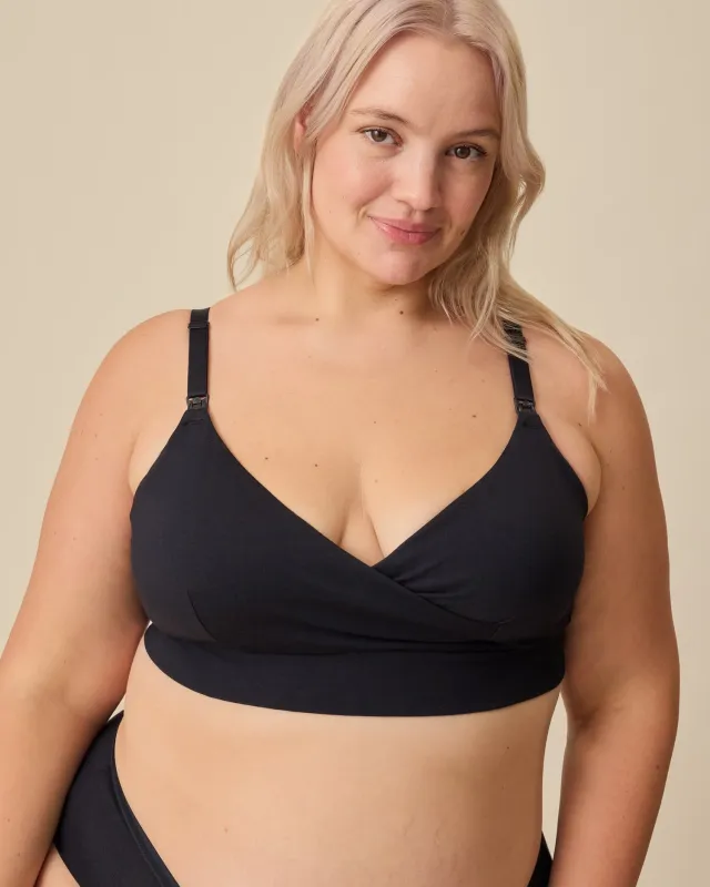 SoftStretch Cotton Nursing Bra | Black made by Kindred Bravely