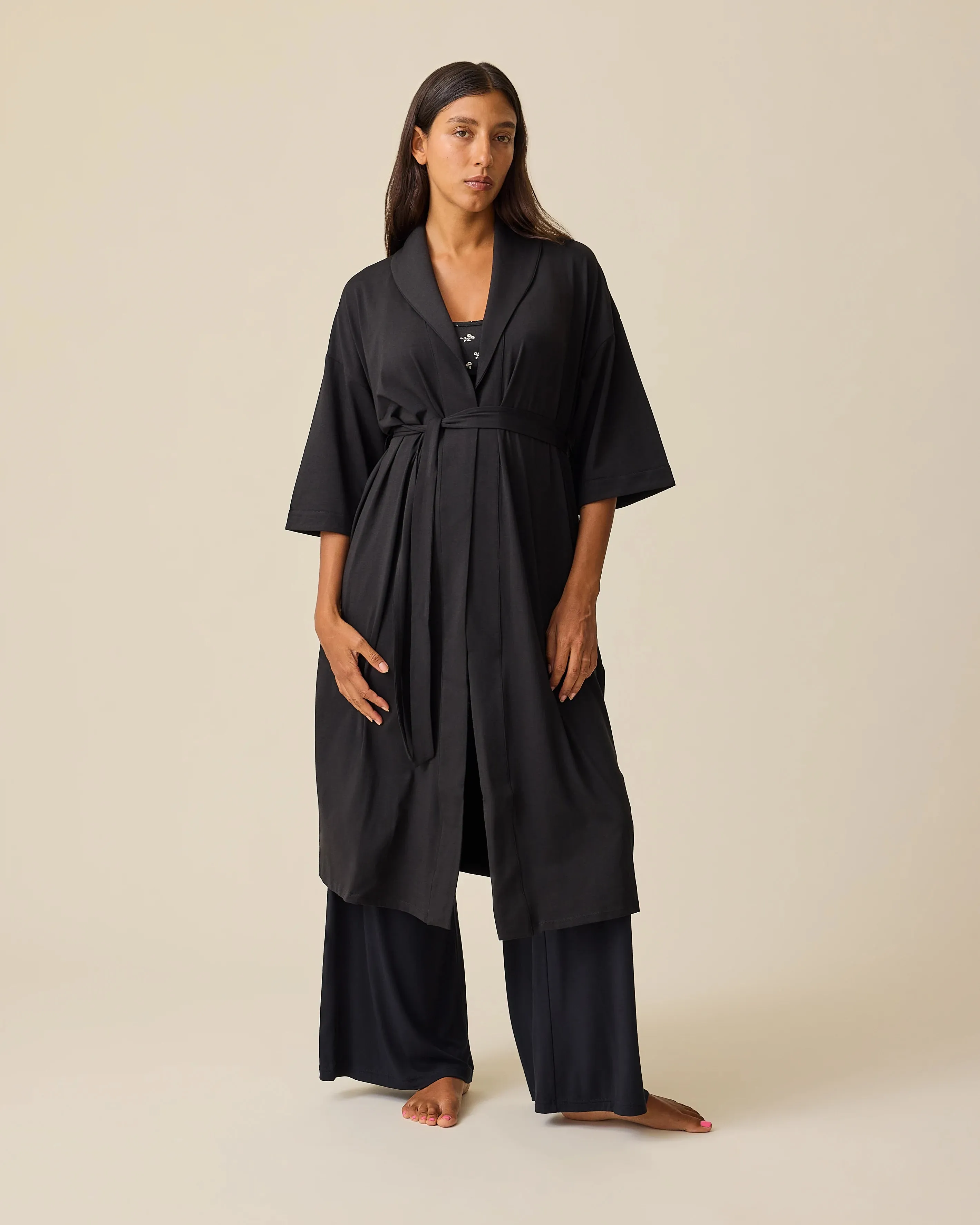 The Restore Cotton Blend Robe | Black sold by Storq
