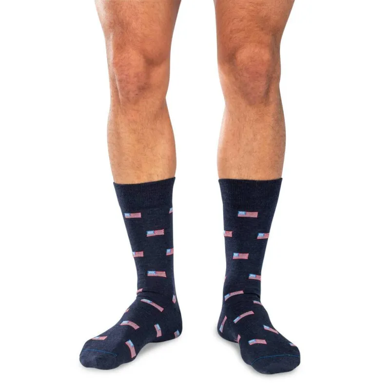 American Flag Navy Merino Wool Mid Calf Dress Socks sold by Boardroom Socks