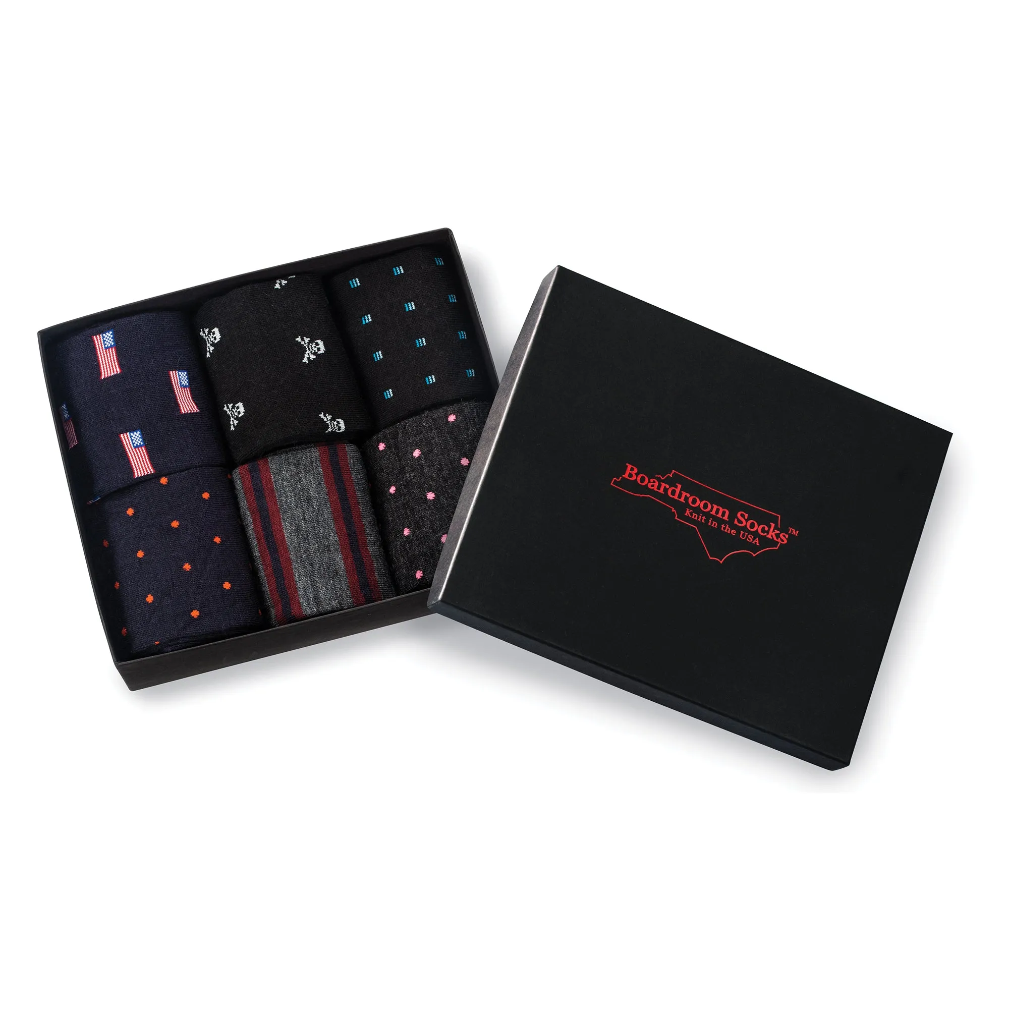 Merino Wool Over the Calf Patterned Dress Socks - 6 Pair Gift Box sold by Boardroom Socks product image thumbnail 2