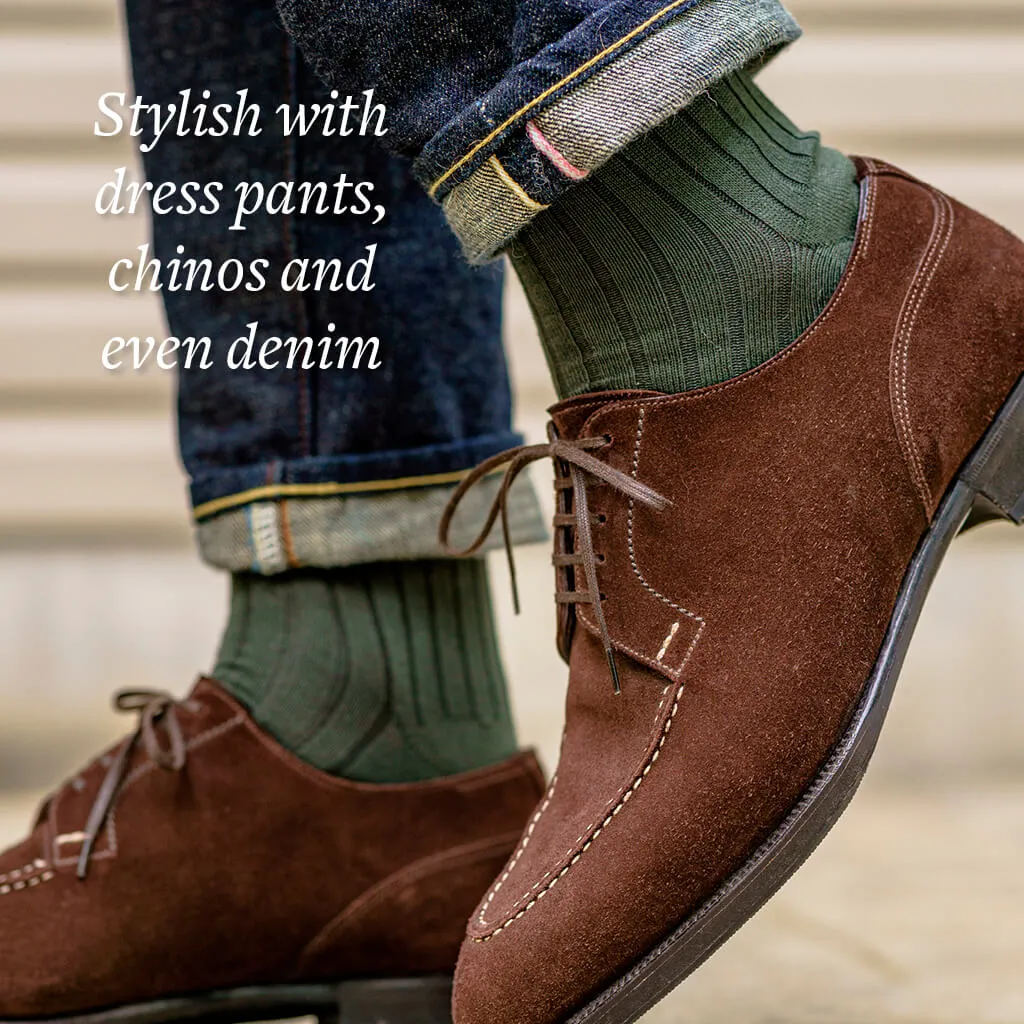 Olive Cotton Mid Calf Dress Socks sold by Boardroom Socks product image thumbnail 5