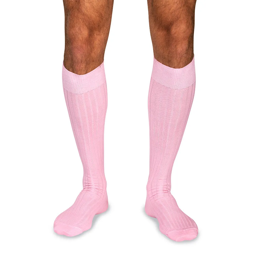 Pink Merino Wool Over the Calf Dress Socks sold by Boardroom Socks