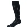 Purple Square Knots on Black Merino Wool Over the Calf Dress Socks sold by Boardroom Socks