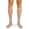 Colorful Square Knots on Khaki Merino Wool Over the Calf Dress Socks sold by Boardroom Socks