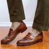 Colorful Square Knots on Khaki Merino Wool Over the Calf Dress Socks sold by Boardroom Socks