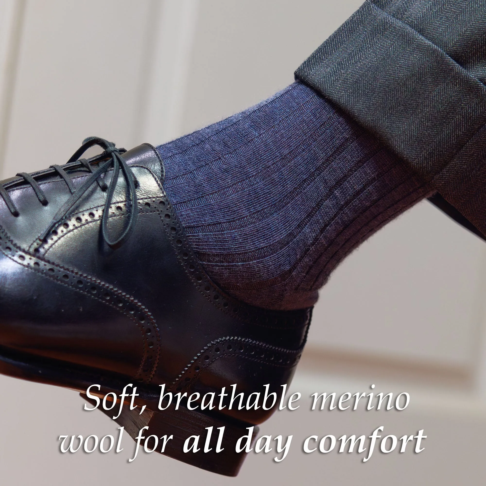 Denim Heather Merino Wool Over the Calf Dress Socks sold by Boardroom Socks product image thumbnail 4