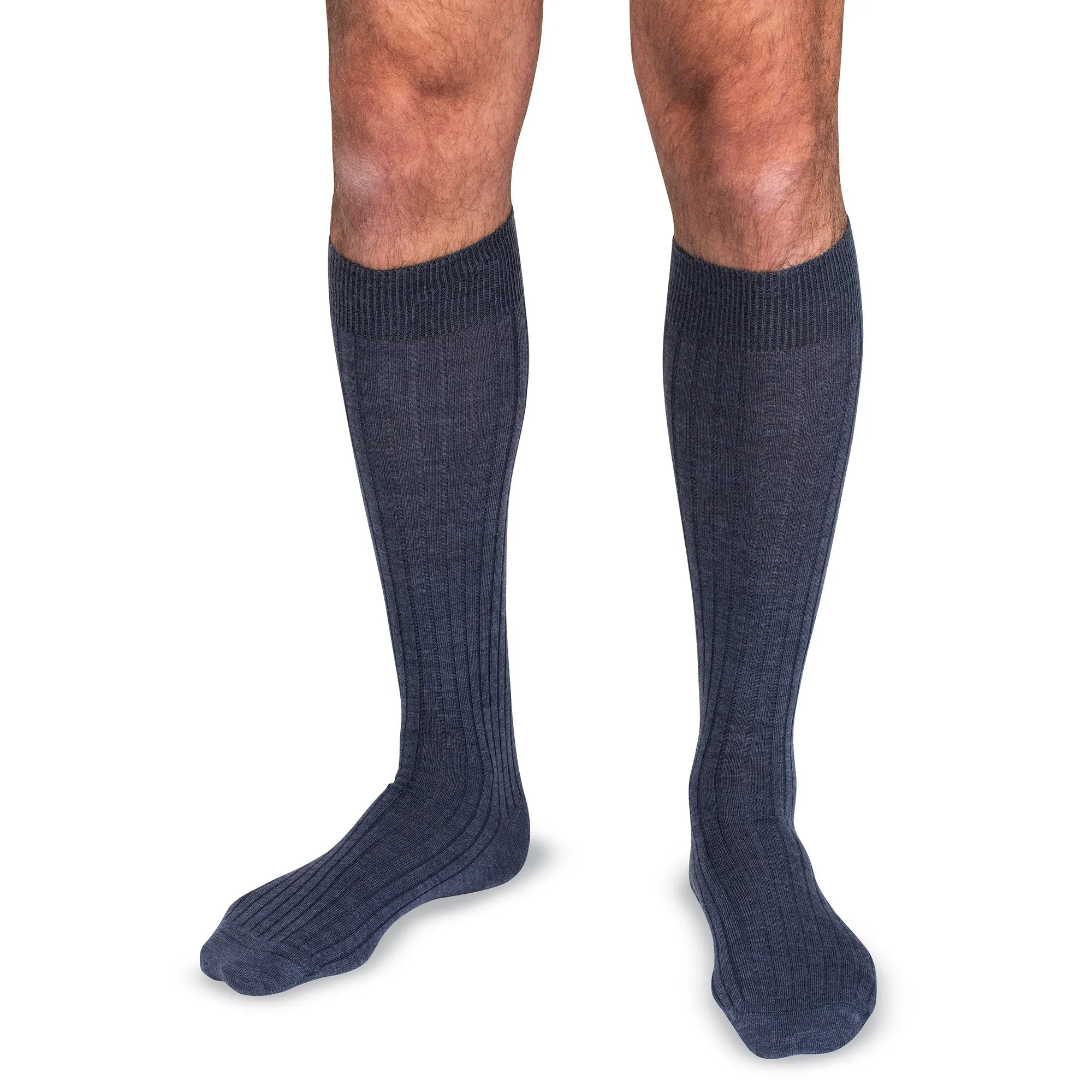 Denim Heather Merino Wool Over the Calf Dress Socks sold by Boardroom Socks