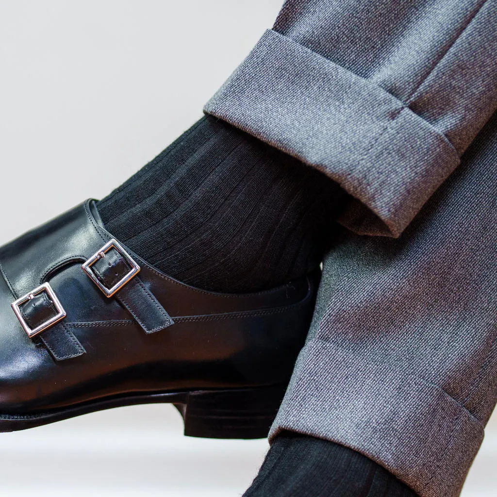 Black Merino Wool Over the Calf Dress Socks sold by Boardroom Socks product image thumbnail 2