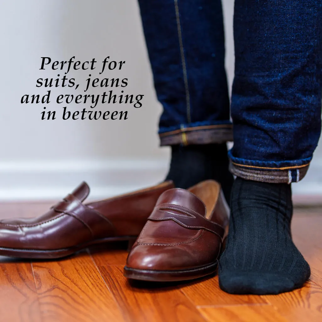 Black Merino Wool Over the Calf Dress Socks sold by Boardroom Socks product image thumbnail 5