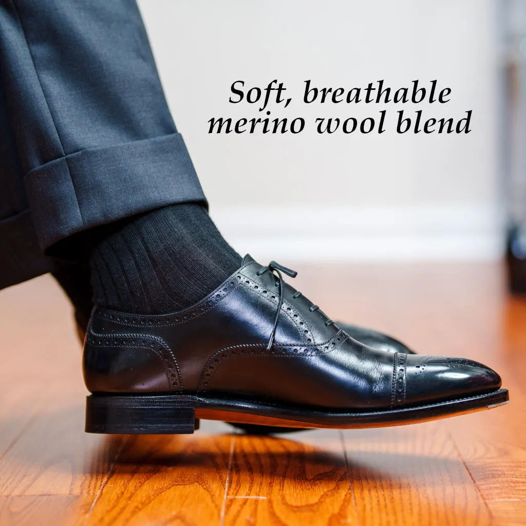 Black Merino Wool Over the Calf Dress Socks sold by Boardroom Socks product image thumbnail 4