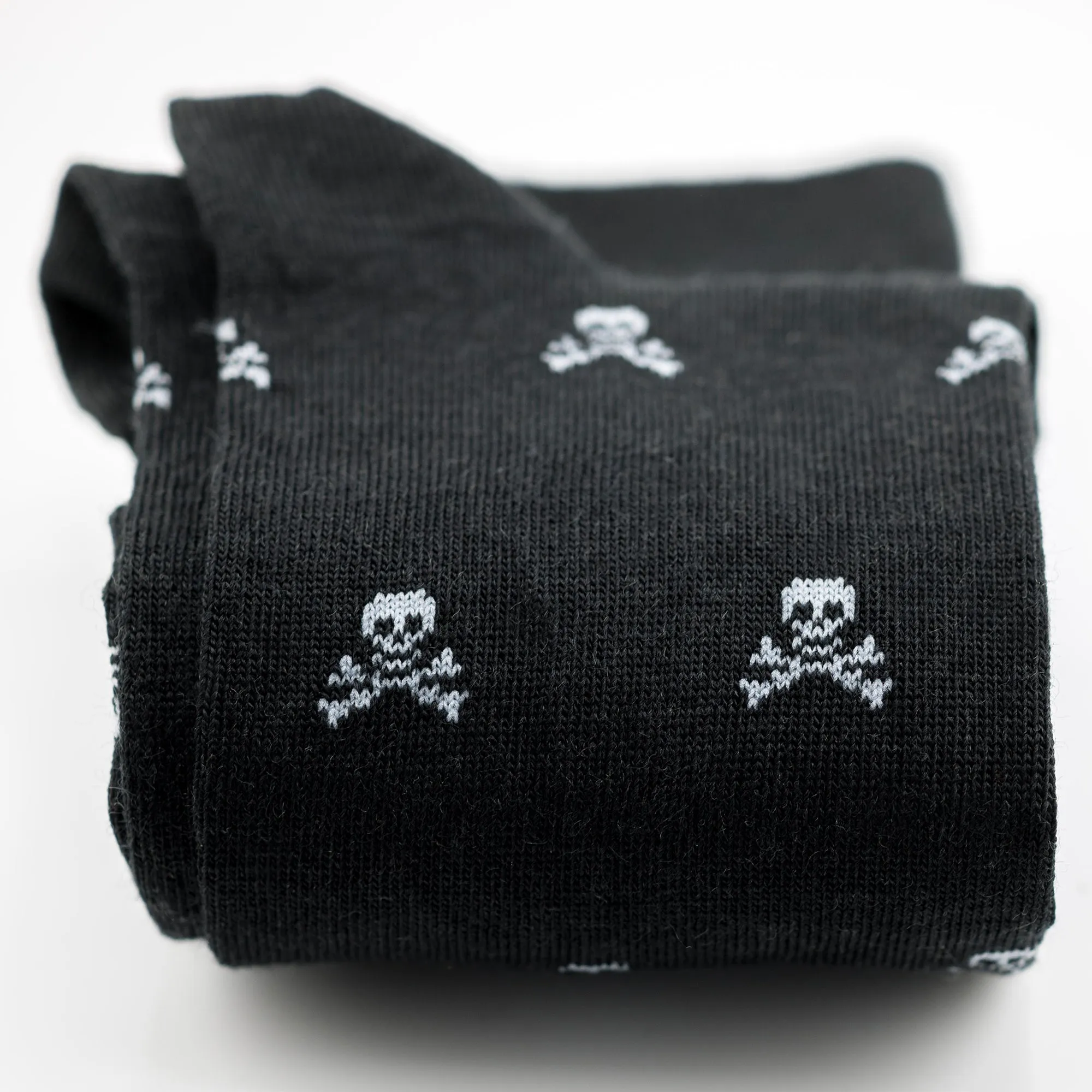 Jolly Roger on Black Merino Wool Mid Calf Dress Socks sold by Boardroom Socks product image thumbnail 2