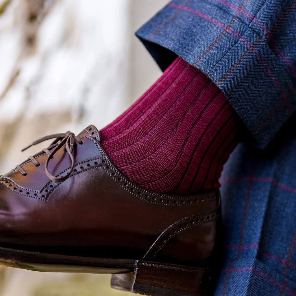 Burgundy Merino Wool Over the Calf Dress Socks sold by Boardroom Socks product image thumbnail 2
