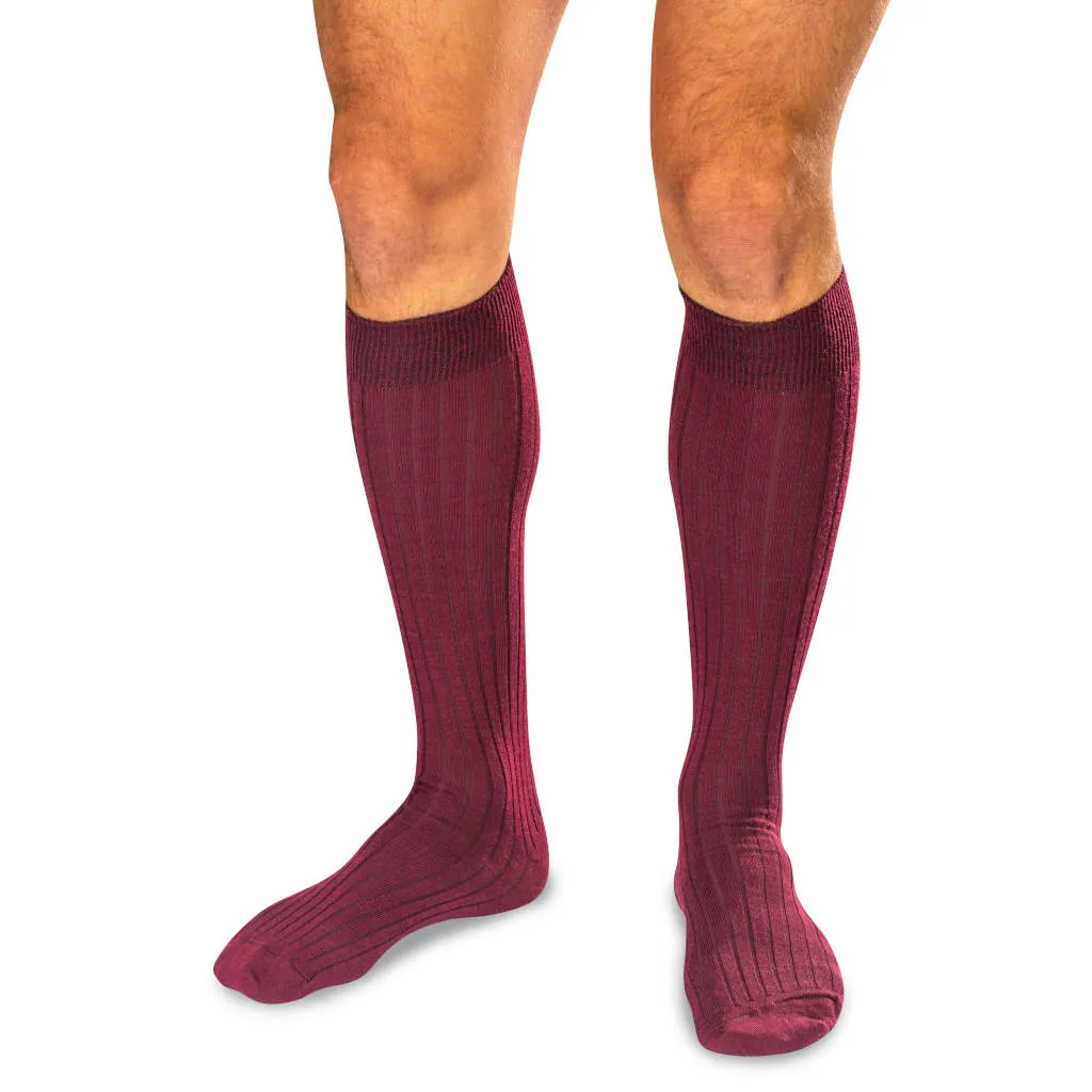 Burgundy Merino Wool Over the Calf Dress Socks sold by Boardroom Socks