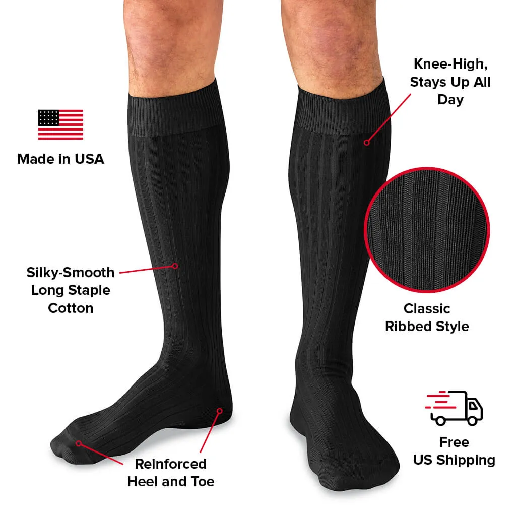 Black Cotton Over the Calf Dress Socks sold by Boardroom Socks product image thumbnail 3
