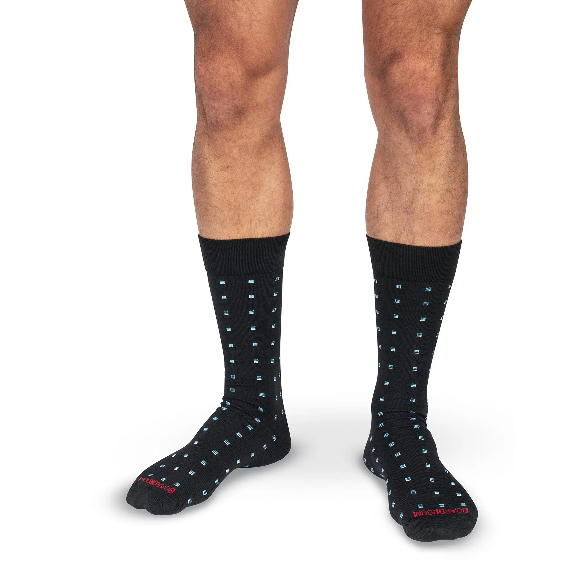 Blue Square Knots on Black Cotton Mid Calf Dress Socks sold by Boardroom Socks