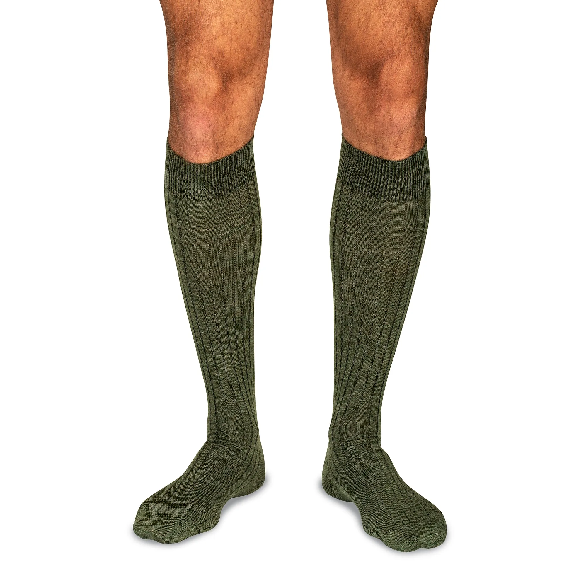 Olive Merino Wool Over the Calf Dress Socks sold by Boardroom Socks